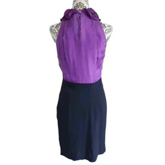 Bcbgmaxazria Dress Black Orchid Silk Ruffles Whimsigoth New With Tags Women's 6 - Picture 3 of 16